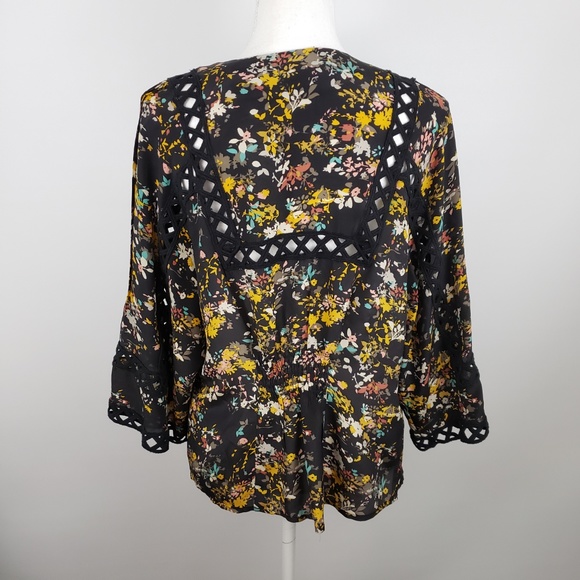 Anthropologie floral 100% silk kimono top Sm - Picture 5 of 8